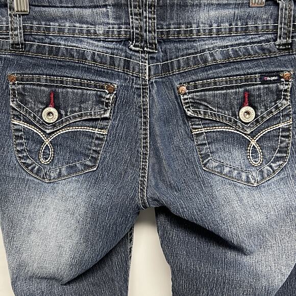 VTG Angels Women Denim Capri Long Bermuda Shorts 9 Low Rise Cuffed Y2K - Picture 5 of 11